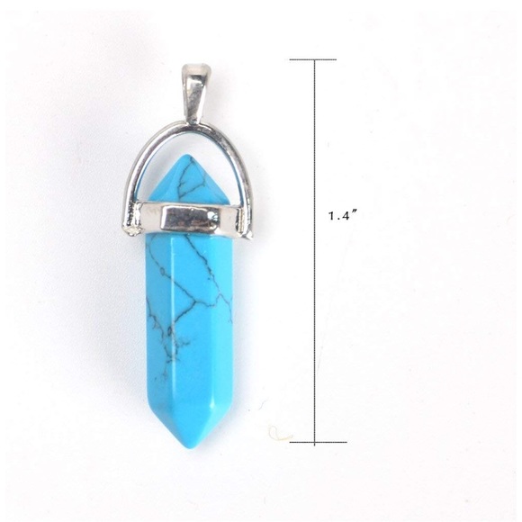 💟 Turquoise Healing Point Pendant W/Silk Necklace - Picture 2 of 6